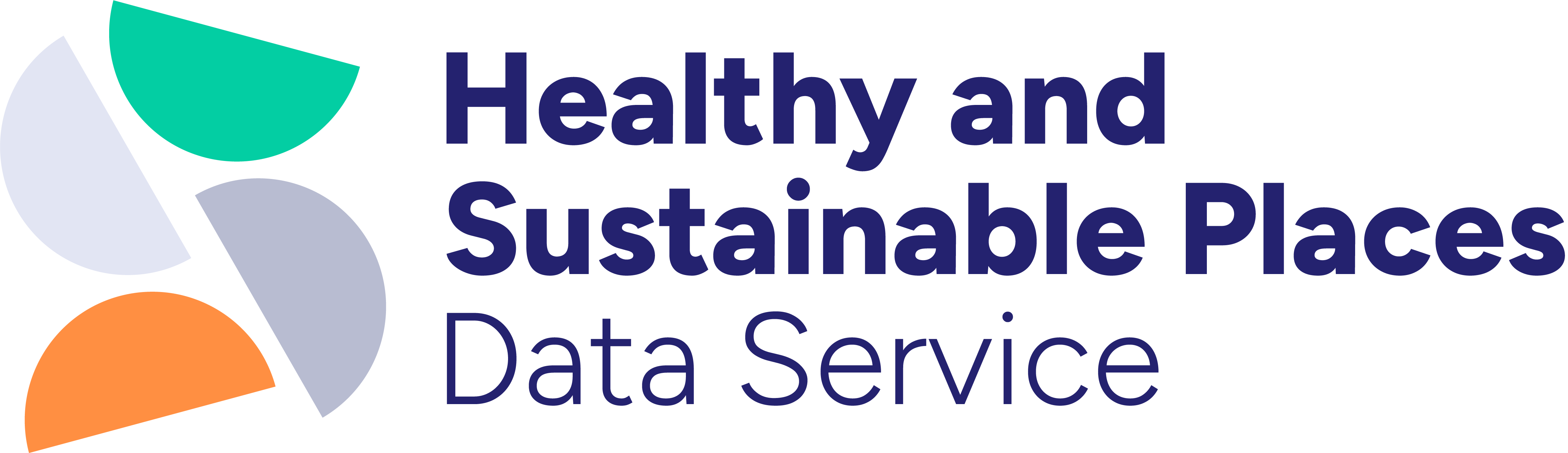 HASP Logo: colourful semicircles next to the text 'Healthy and Sustainable Places Data Service'.